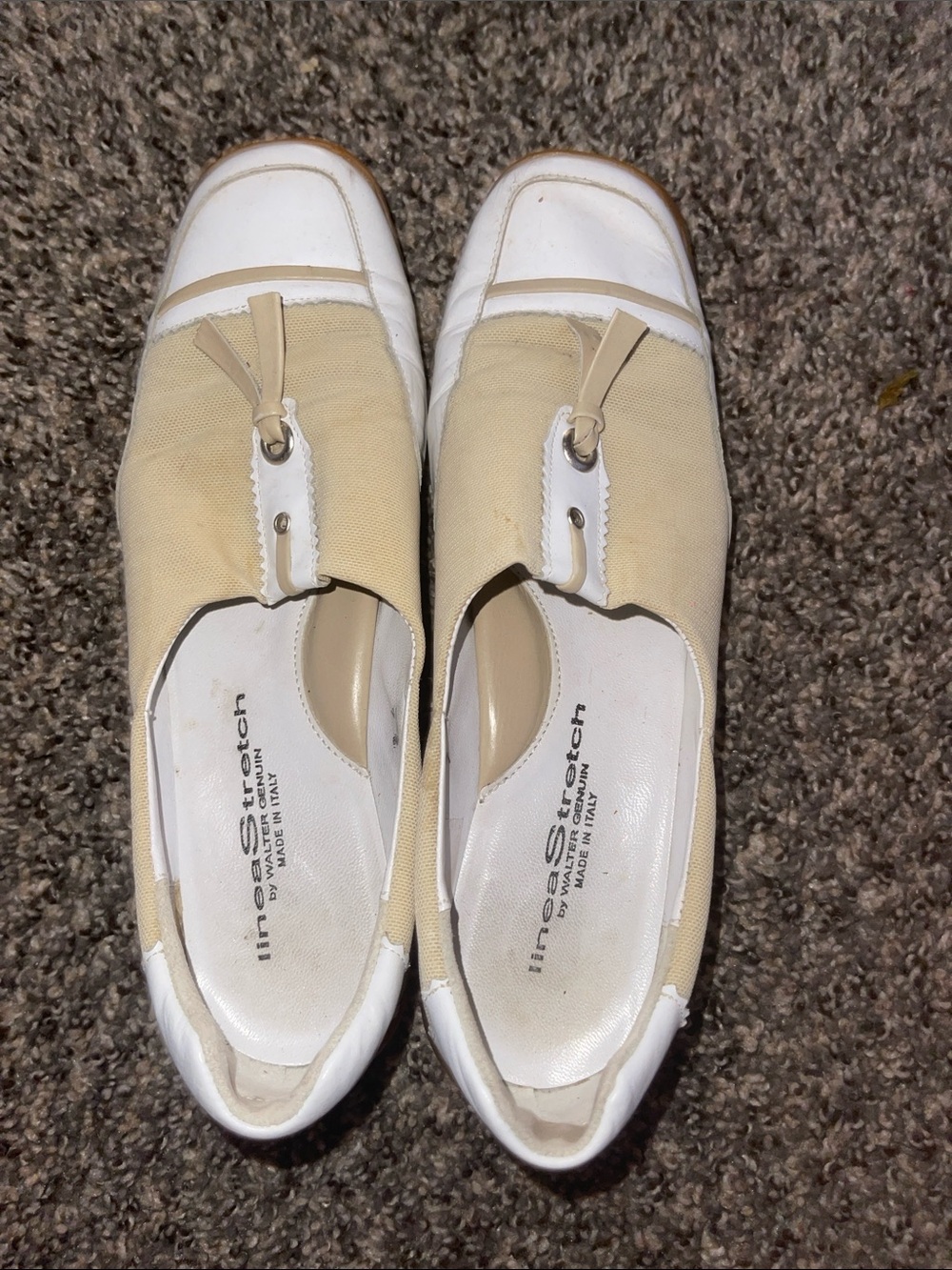 Walter Genuin Beige and White Canvas Loafers